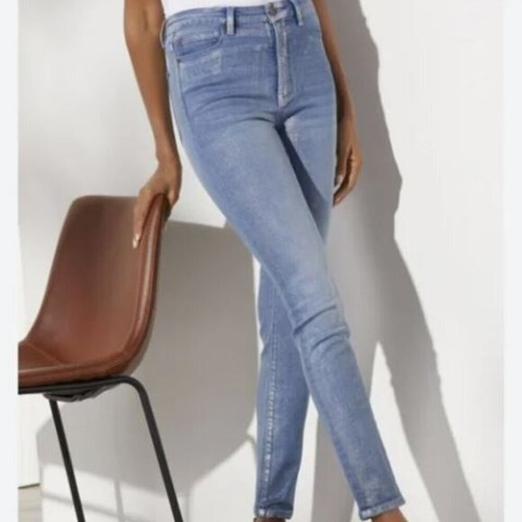 Soft Surroundings The Ultimate Denim High Rise Shimmer Skinny Jeans Size 10 New - Picture 1 of 6